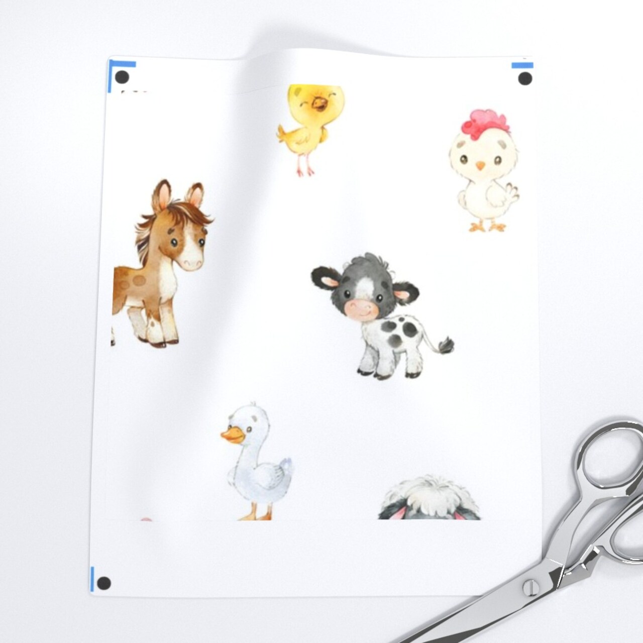 Watercolor Baby Animals Horse Sheep Pig Cow Nursery Farm Neutral Chicken Duck Custom Printed Fabric by Spoonflower Various Fabrics by the Yard or Fat Quarter